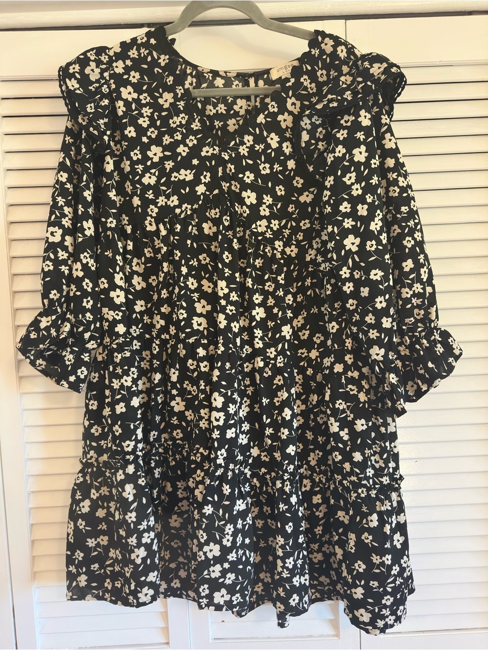 Umgee Black and White Floral Mini Dress